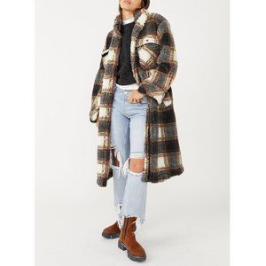 NWT Free People Sloane Maxi Shirt / Plaid Combo